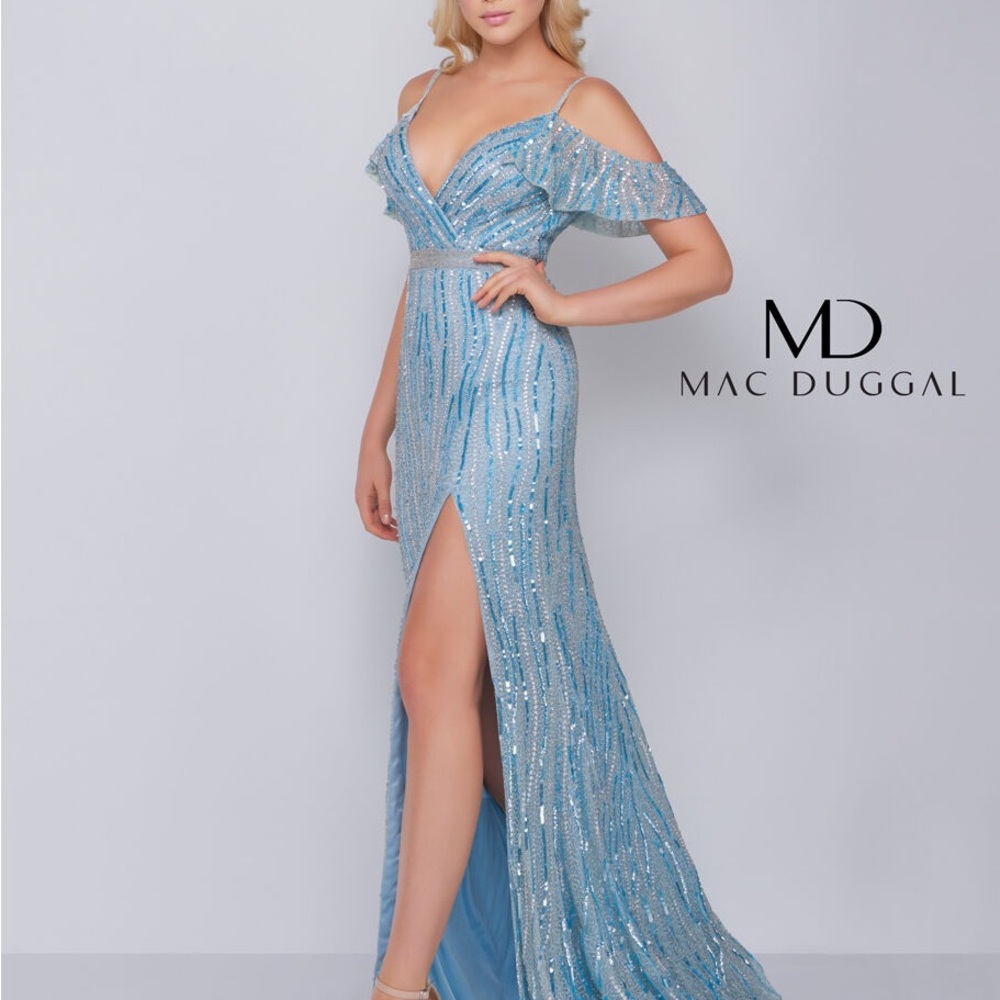 Jovani Blue Sequin Prom Dress